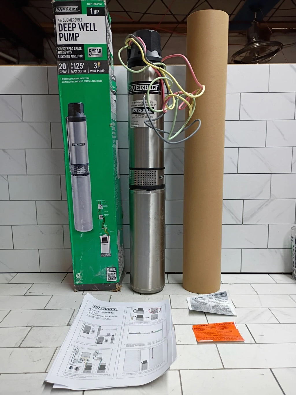 Everbilt 1HP Submersible 3-Wire 20GPM Deep Well Pump HDSUB10-203 NEW OPEN BOX