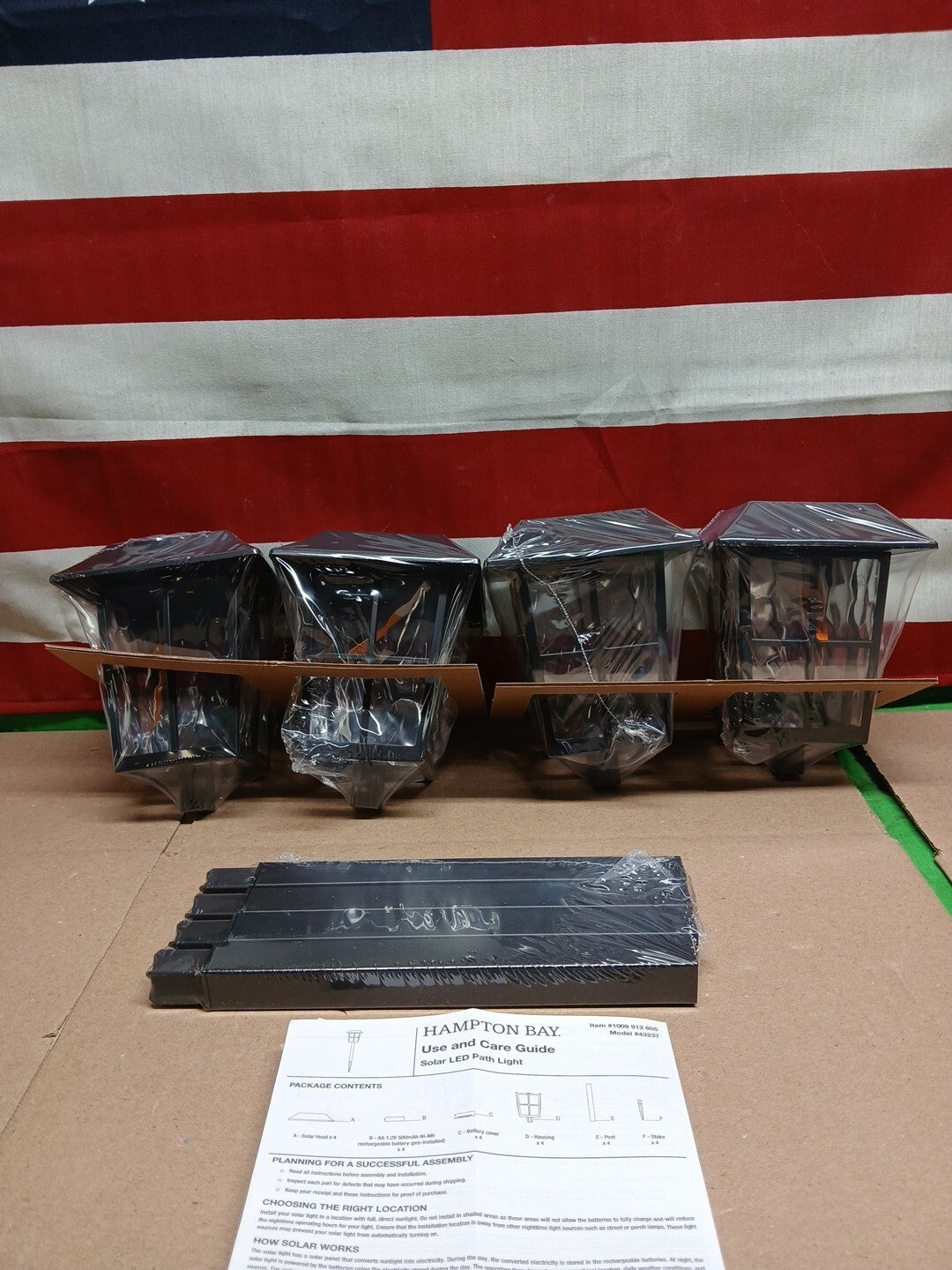 4pk Hampton Bay Black LED Outdoor Solar Path Light