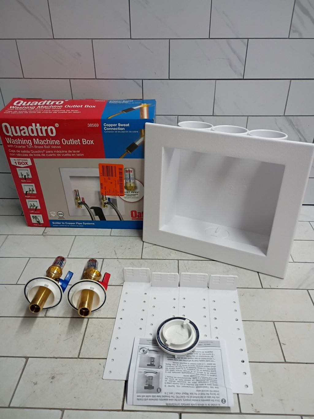 Sweat Connection Washing Machine Outlet Box Water Hammer Arresters 1/4" Turn OB.