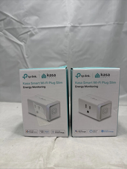LOT OF 2 TP-Link Kasa Smart Wi-Fi Mini Plug W Energy Monitoring- White(249185)