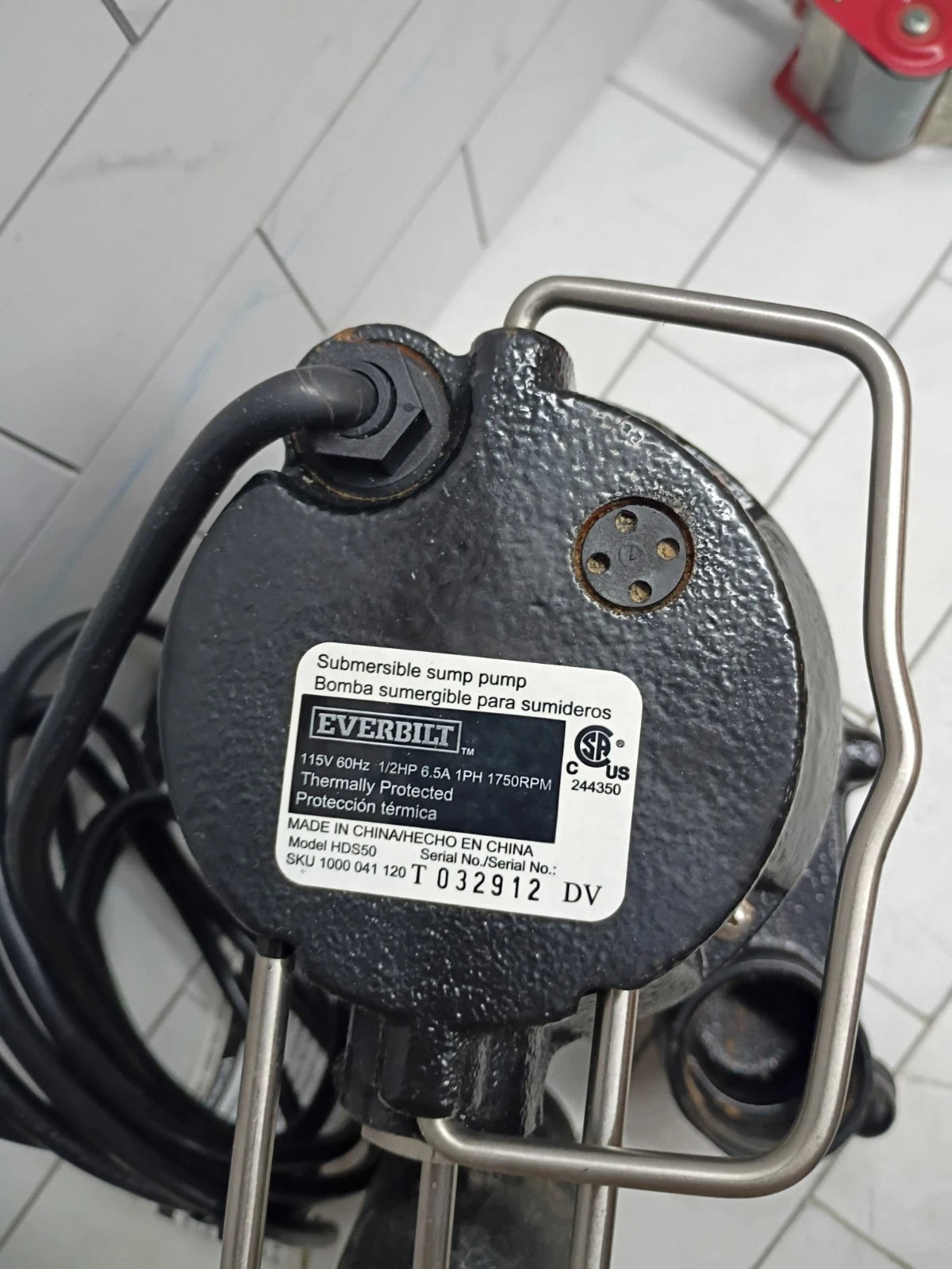 Everbilt HDS50 1/2 HP Cast Iron Sump Pump Used, Read Description,