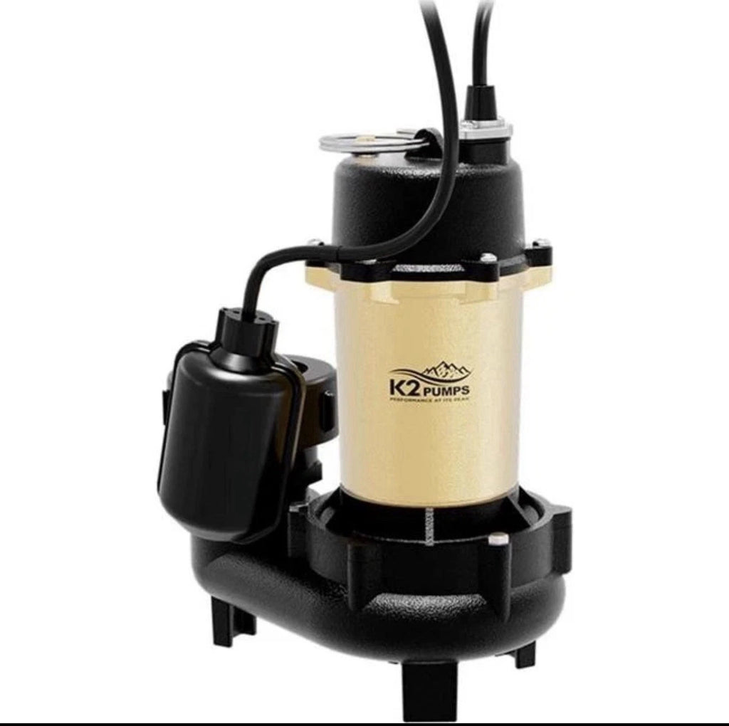K2 Pumps 3/4HP Heavy-Duty Cast Iron Effluent Septic Pump W/ Tethered Switch NEW