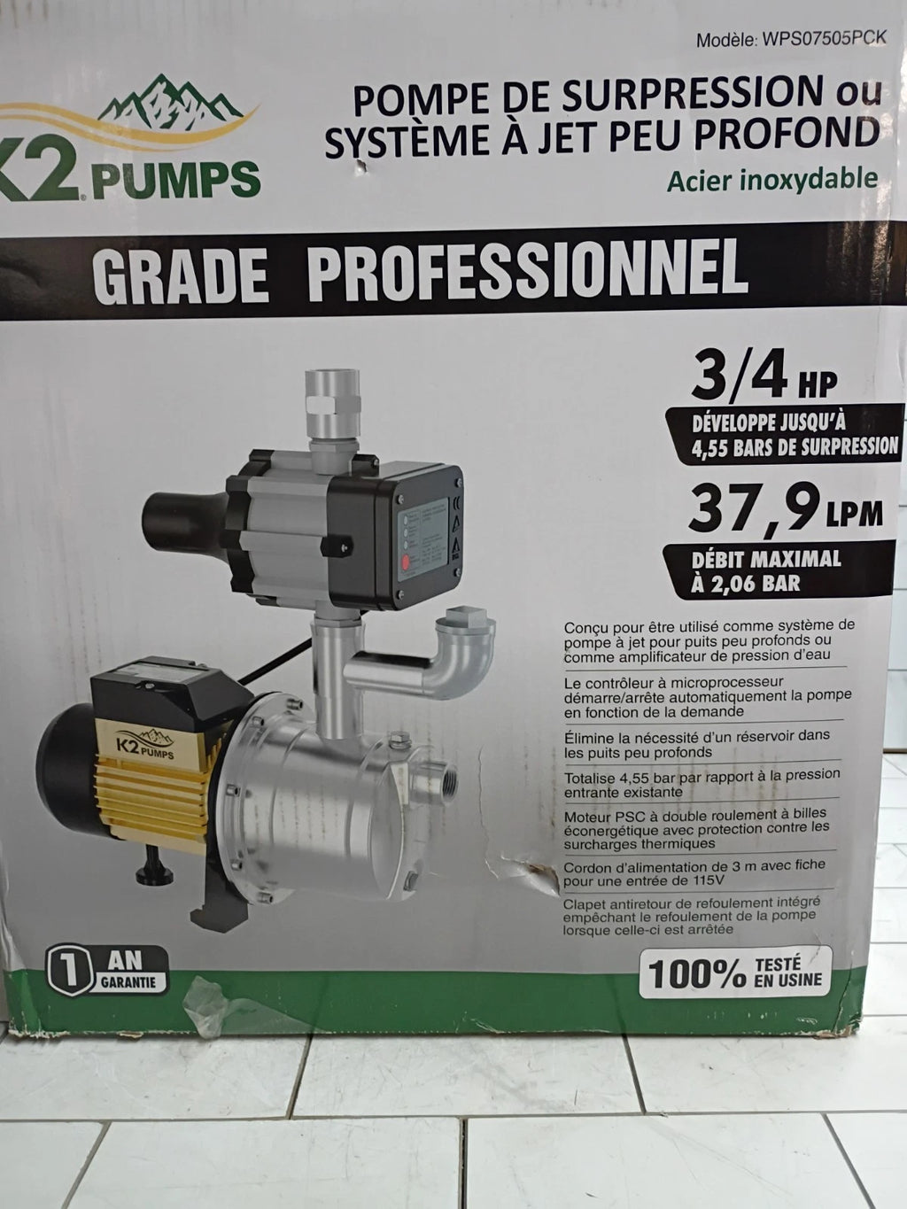 K2 Pumps Automatic Booster Pump 3/4Hp Lead Free Stainless Steel 115V NEW OPEN BO