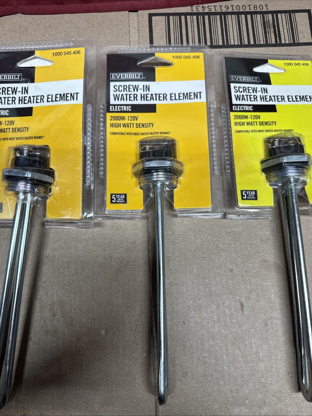 5- Pack Everbilt HWD Water Heater Element 2000W 120V EBSE-2000-120