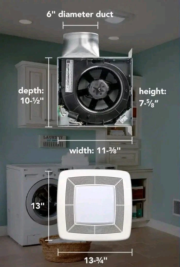 Broan-NuTone QT130LE Quiet 130 CFM Ceiling Bathroom Exhaust Fan with Light.