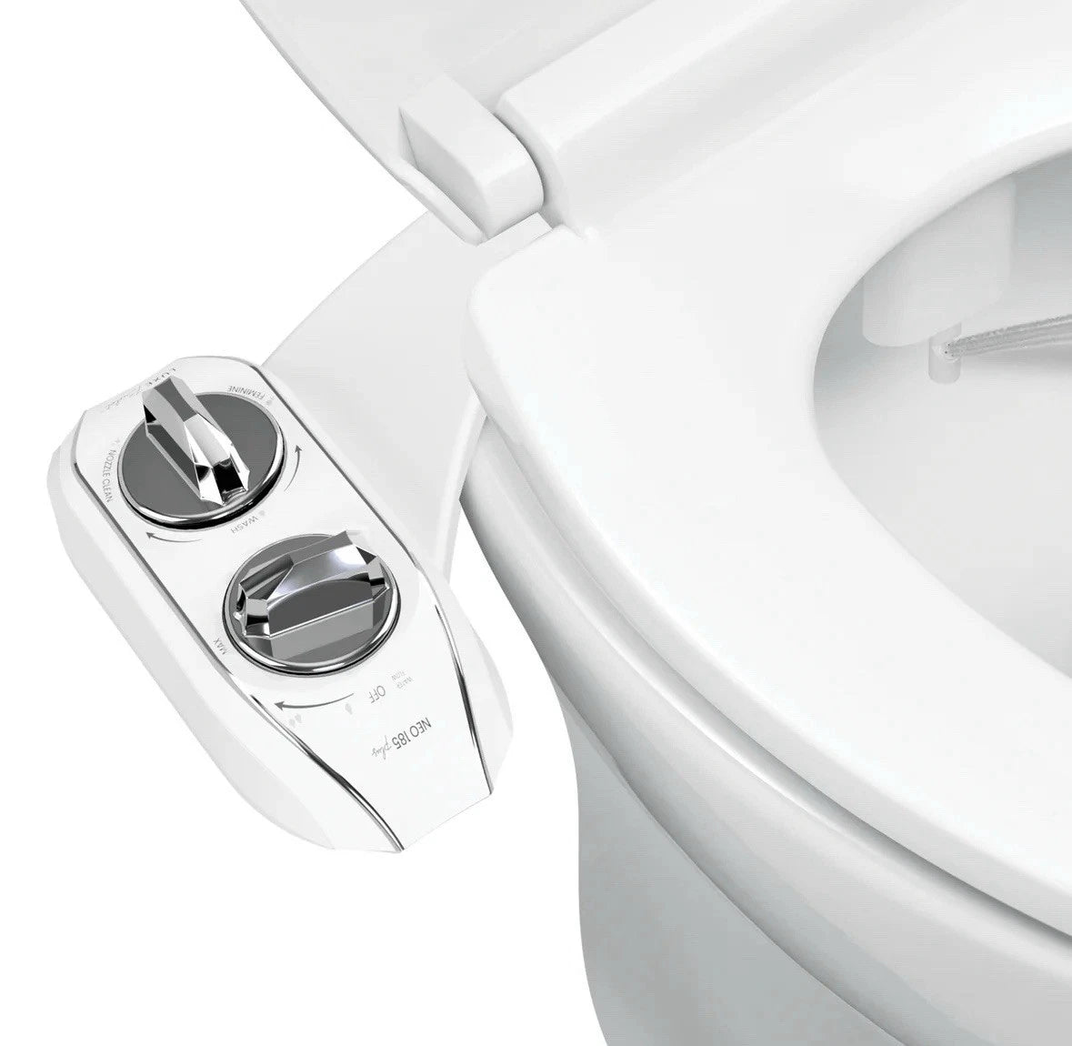 LUXE Bidet NEO Bidet Attachment Chrome 185 Plus Dual Nozzle Self-Clean