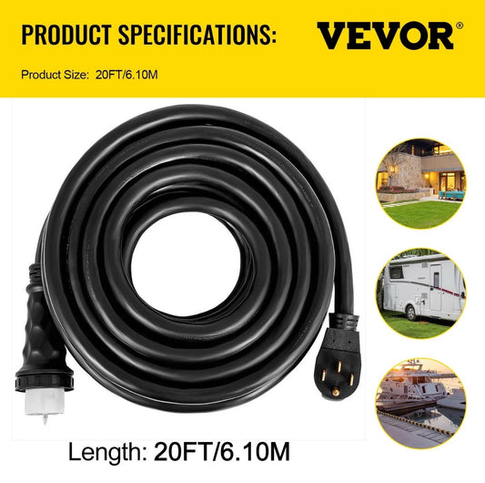 20 ft Generator Extension Cord 50 Amp N14-50P CS636 Locking Connector 20FT50ACZ