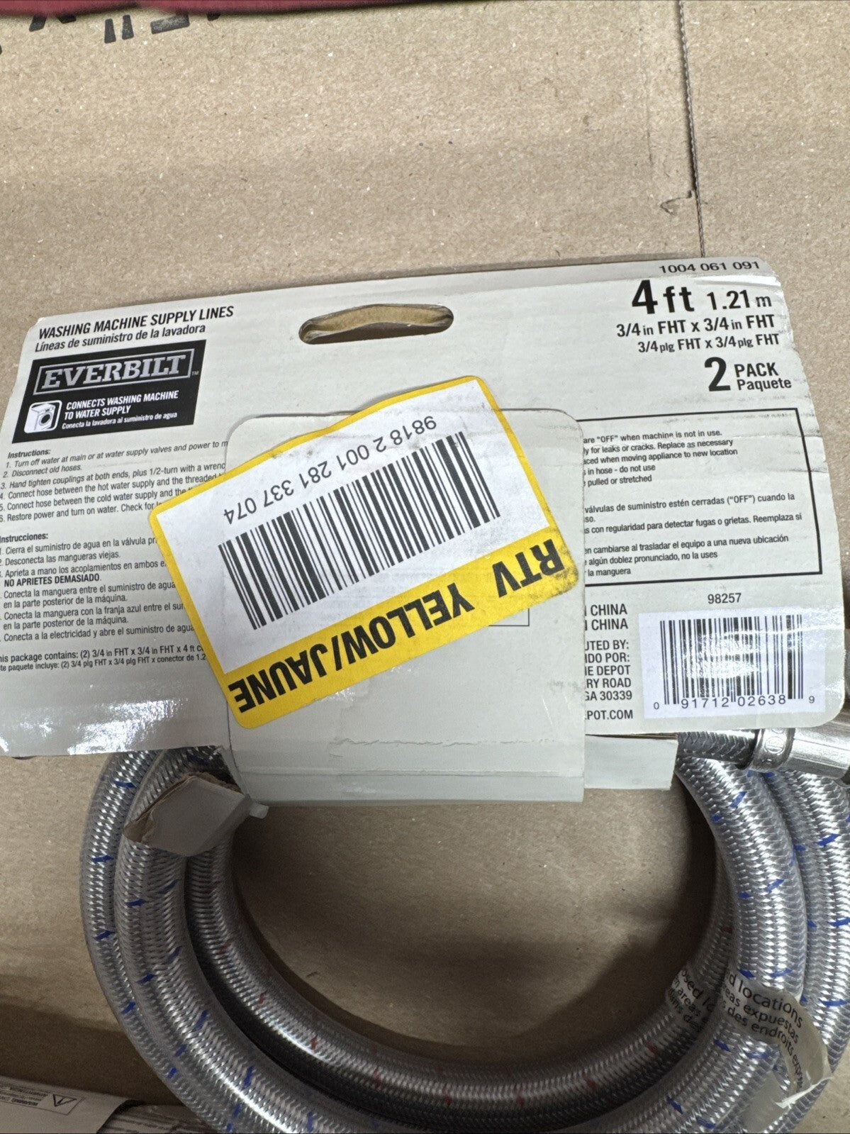 3 Pairs Universal Washing Machine Hoses 90 Deg Elbow Stainless Steel