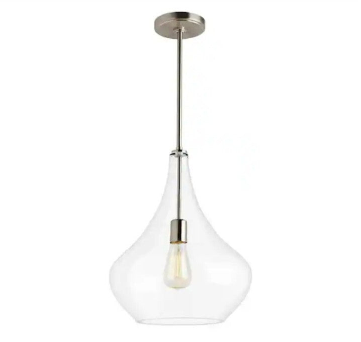 Mora 13 in. W x 17 in. H 1-Light Clear Glass Teardrop Modern Pendant Open Box