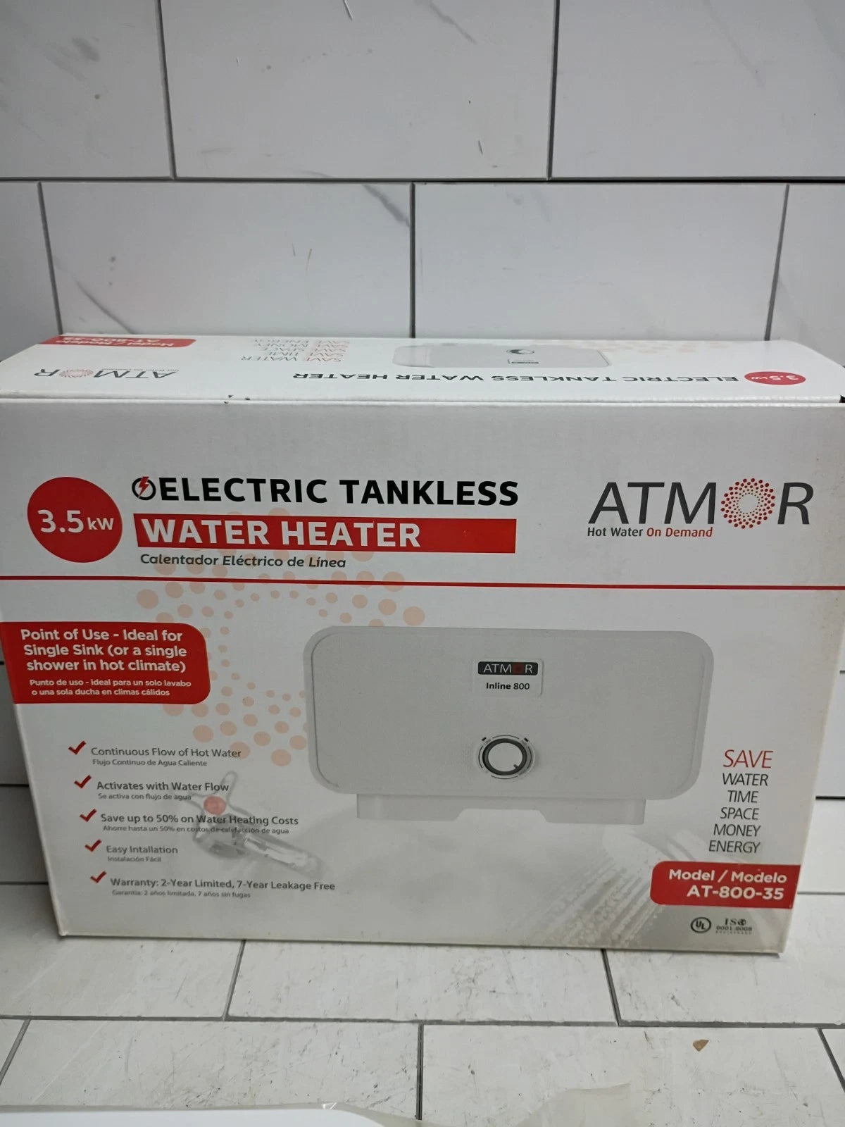 ATMOR AT-800-35 3.5kW Single Sink Electric Tankless Water Heater 120V 0.5GPM OB