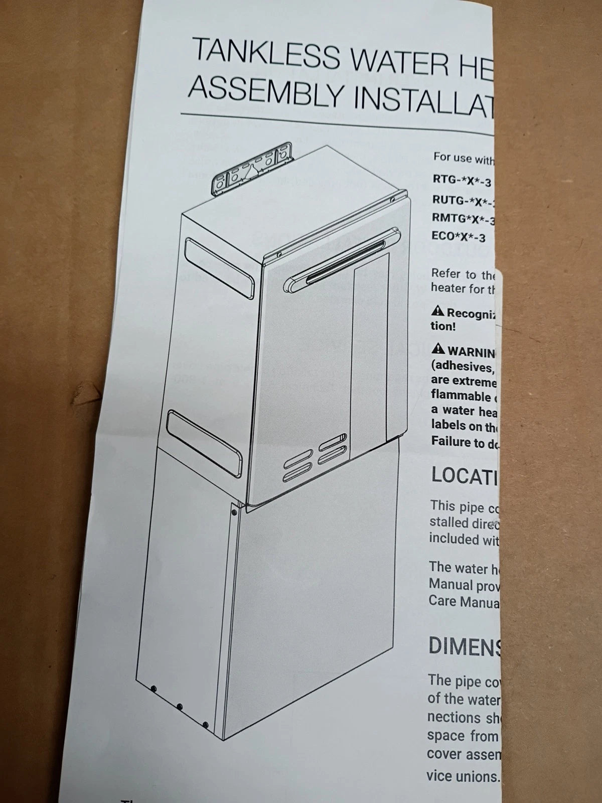 Rheem RTG20330AJ Tankless Gas Water Heater Pipe Cover Assembly.