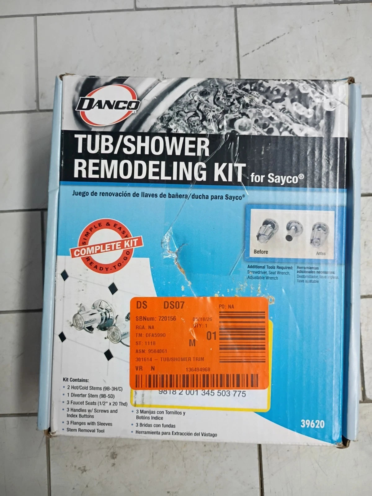 Danco 39620 Tub/Shower 3-Handle Remodeling Trim Kit in Chrome for Sayco Open Box