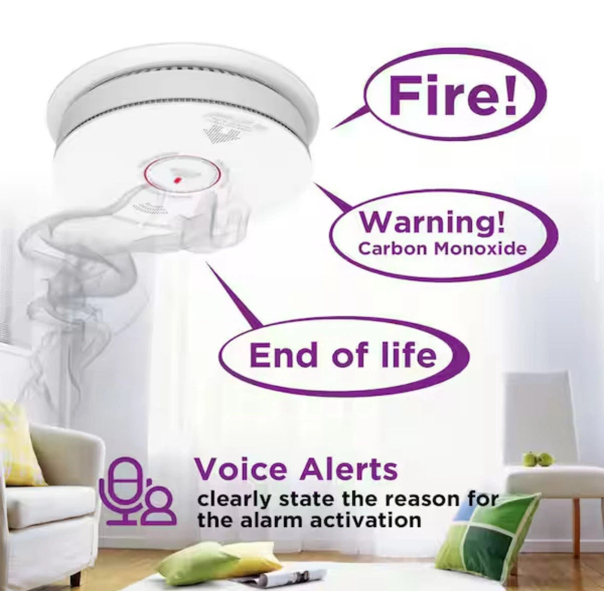 Innolink Smoke and CO Detectors with Voice Alert Battery Powered Sensor (2-Pack)