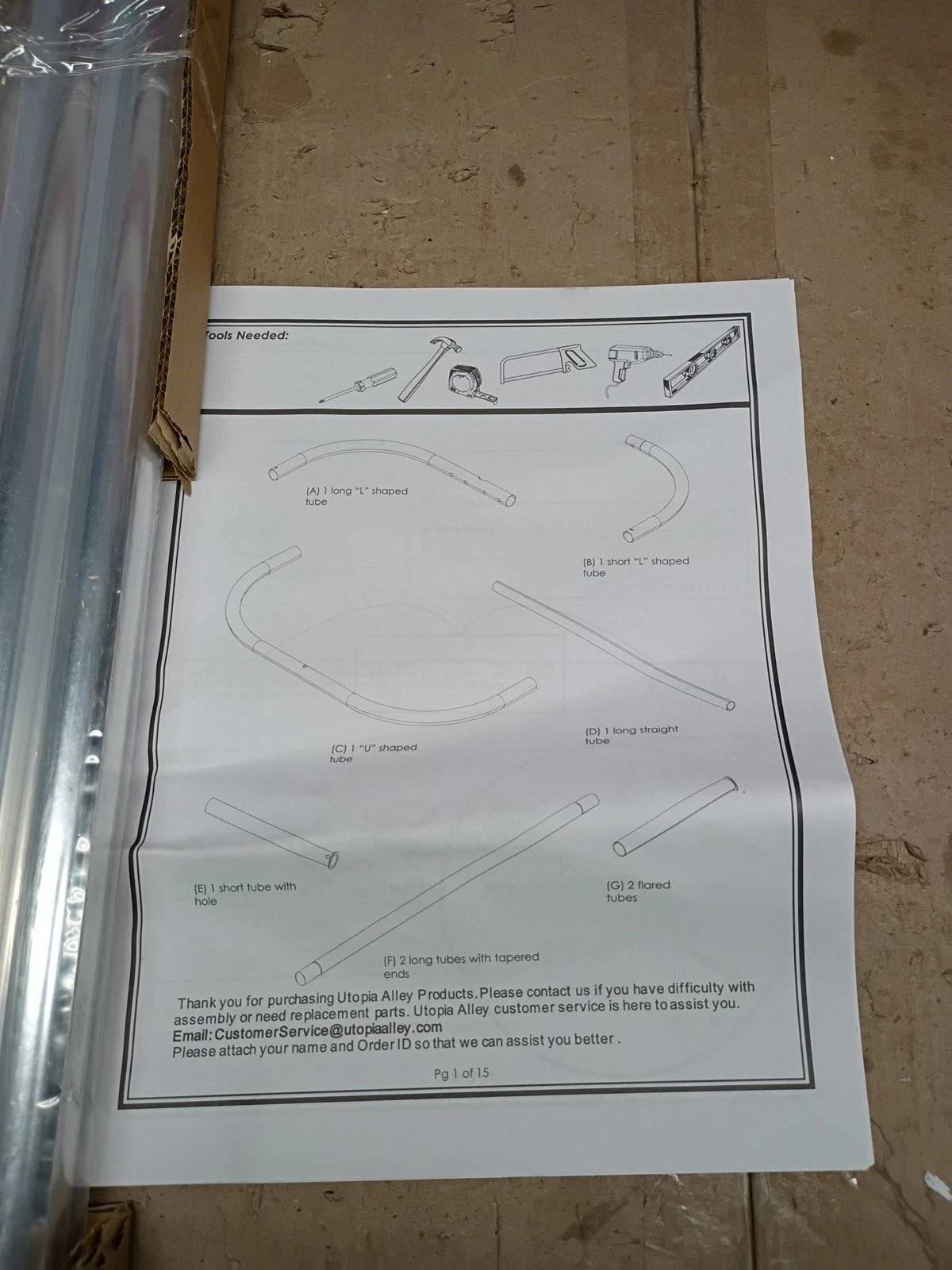 Utopia HP1SS Alley Hoop Shower Rod For Clawfoot Tub, Chrome 46" x 22", Open Box,