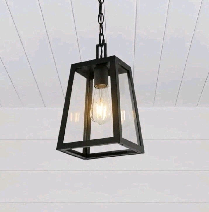 JONATHAN Y Glendale 6.75 in. Black Outdoor Industrial Farmhouse Pendant Light OB