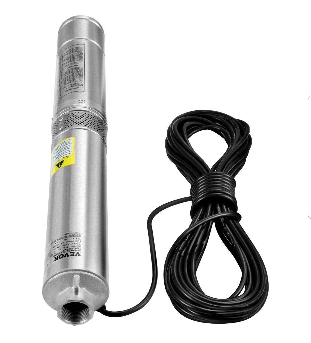 0.5HP Deep Well Submersible Pump 230V 28GPM 167ft Head 33ft Cord Stainless Steel
