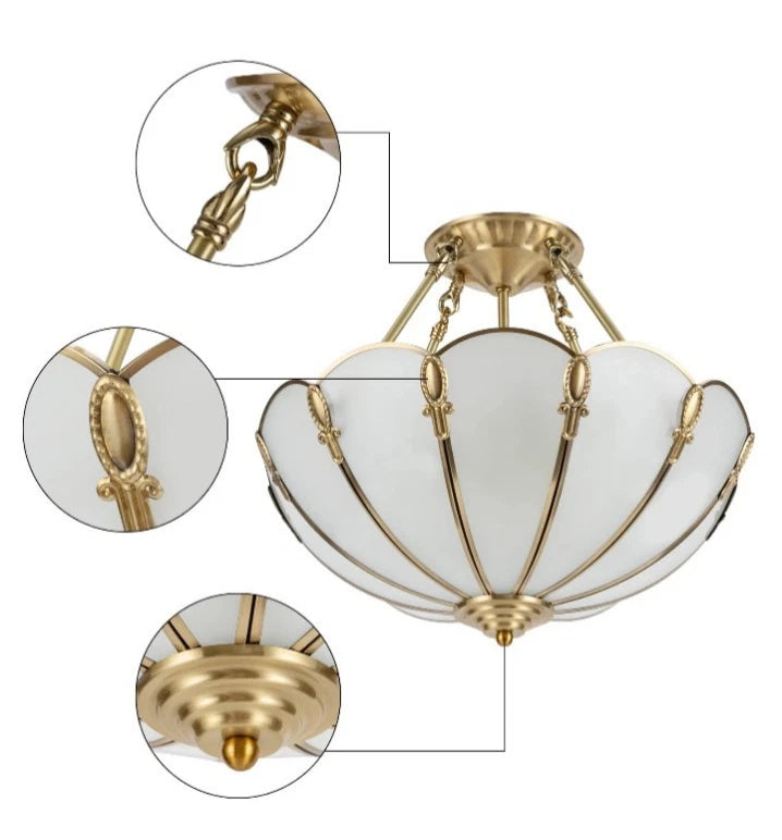 Gold Vintage Ceiling Light, 100-240v Glass Ceiling 4-light Pendant Lighting OB