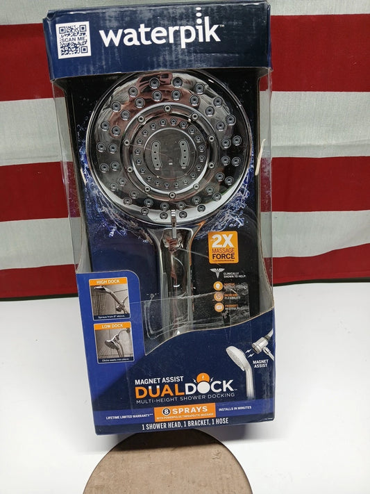 Waterpik 8-Spray Magnet DualDock Multi-Height Handheld Shower Head in Chrome