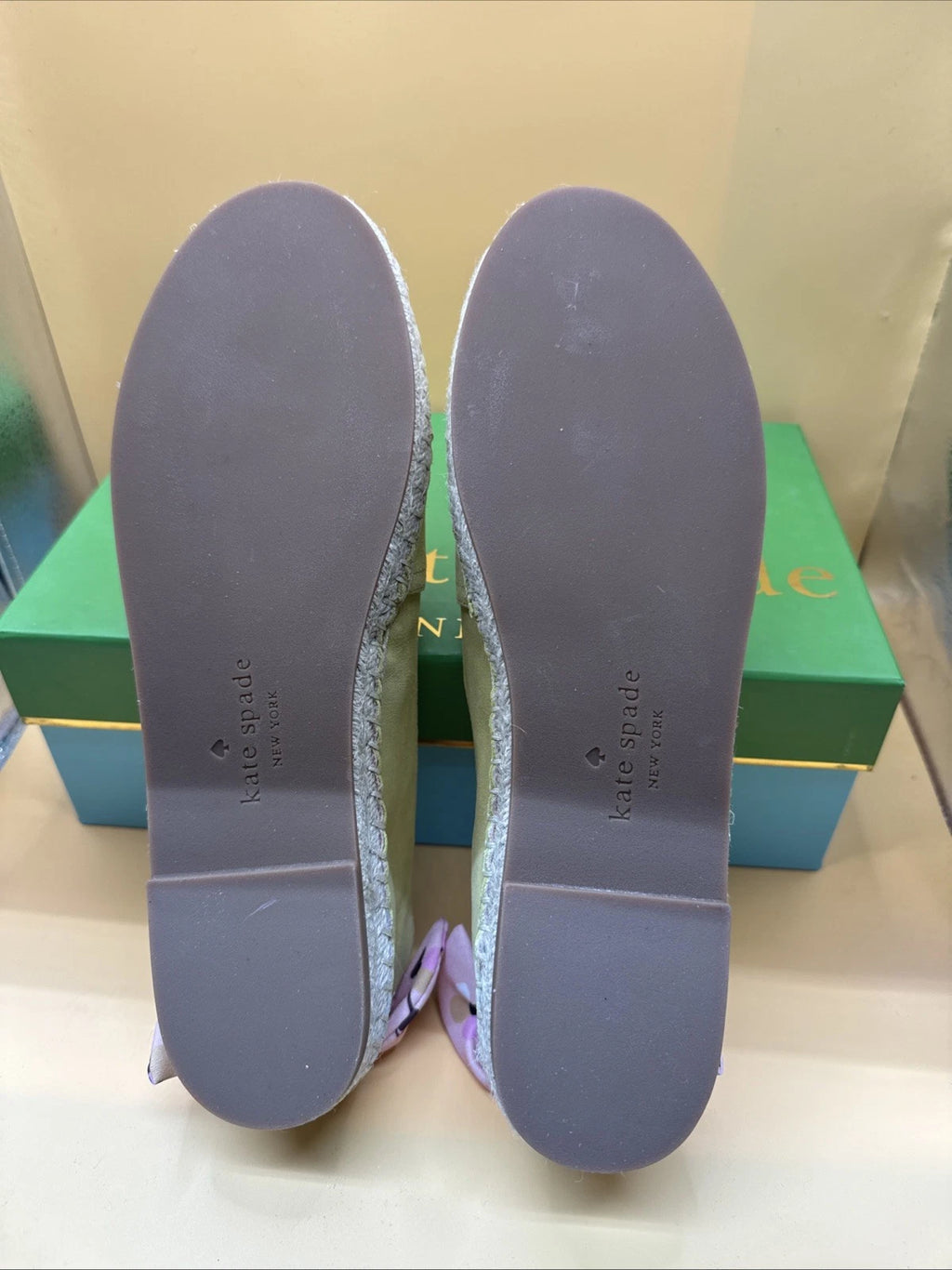Kate Spade New York Size 8.5 Grayson Espadrille Sandals Yellow Pink Bow