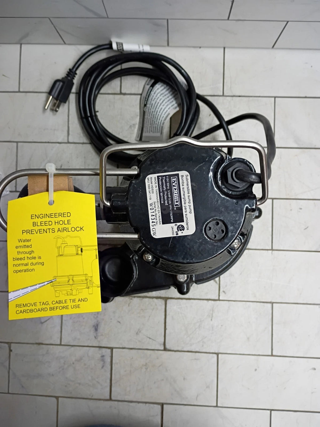 Everbilt 1/3 HP Cast Iron Submersible Sump Pump HDS30 NOB