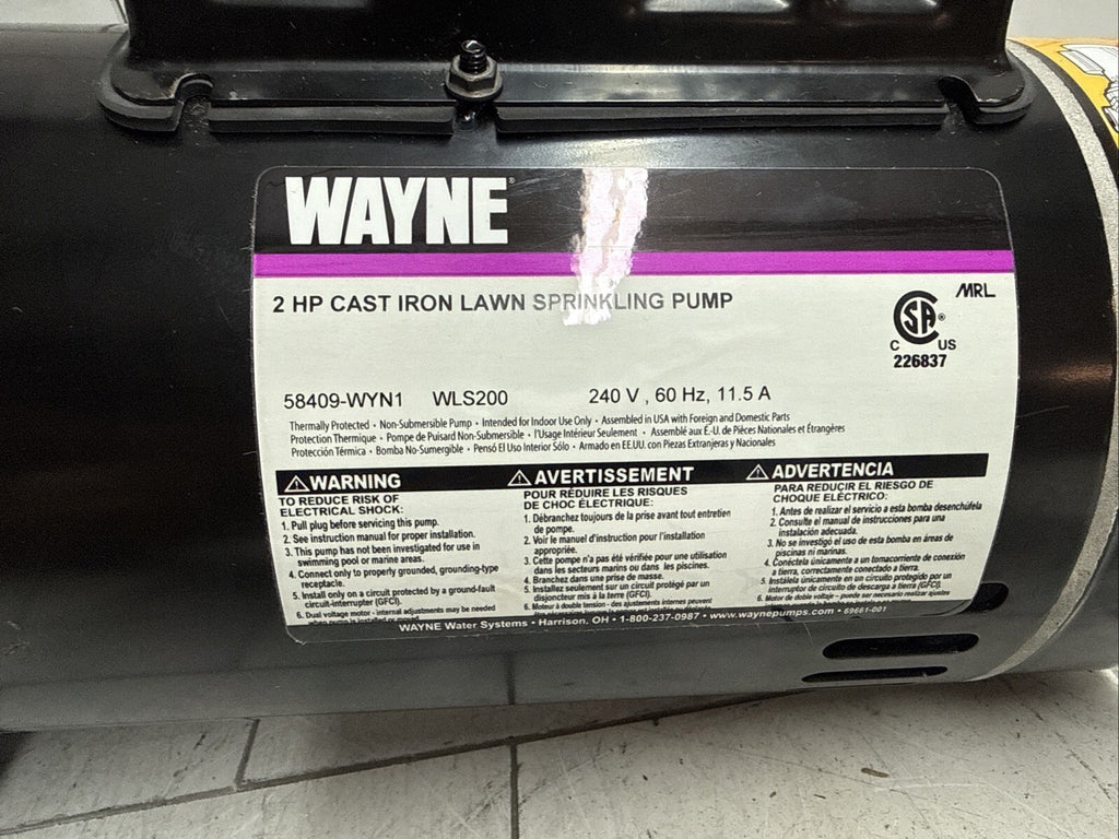 Wayne WLS200, 2 HP Permanent Lawn Irrigation Sprinkler Pump 240V Open Box