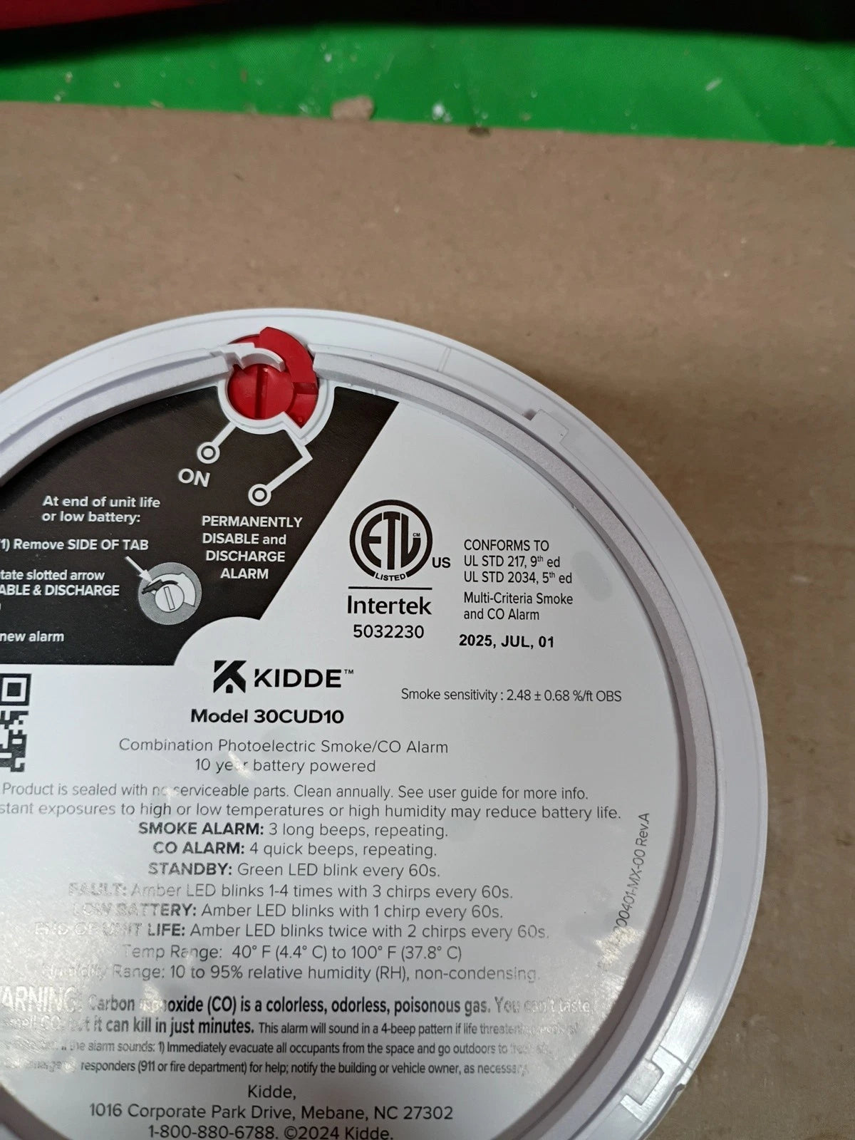 Kidde Smoke and CO Detector, 10-Year Battery, LED Warning Indicators 30CUD10..