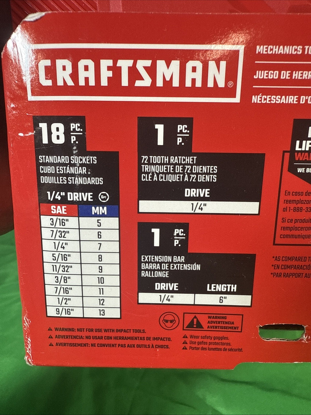 20-PIECE CRAFTSMAN Polished Chrome Mechanics Tool Set 1/4 Inch Drive NEW!!