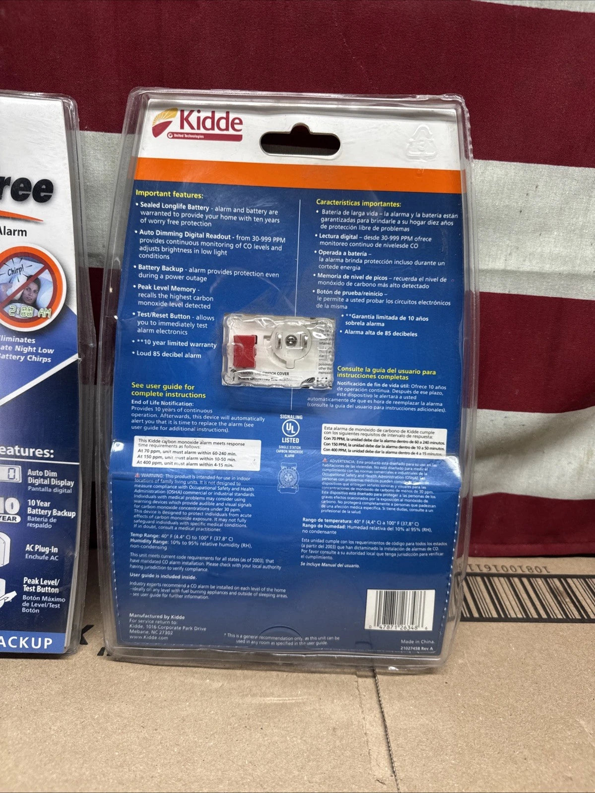 2 Pack Kidde Carbon Monoxide Detector, Plug In Wall with 10-Year Battery Backup