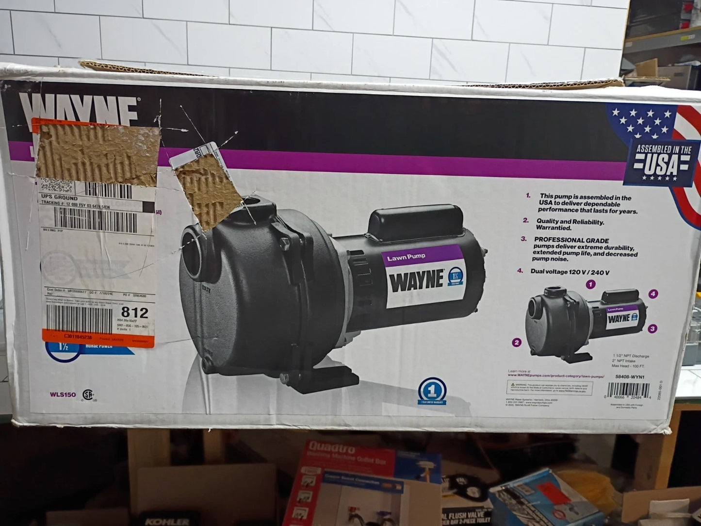 Wayne WLS150 1-1/2HP 230V Cast iron Lawn Irrigation Sprinkler pump New Open Box