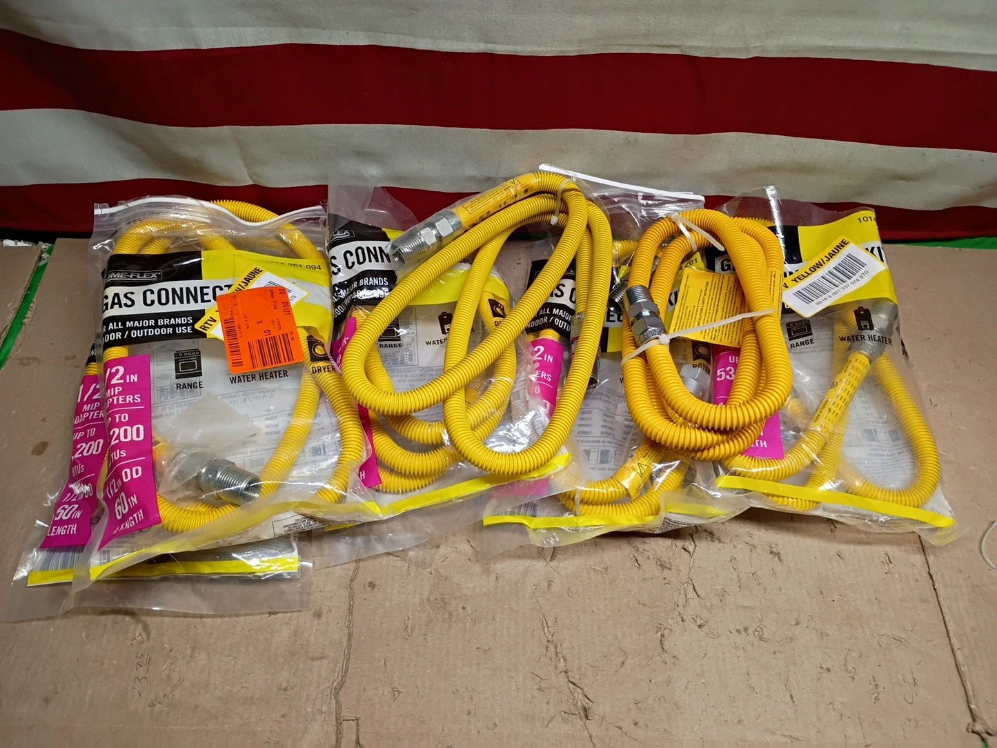 7-Pack Everbilt 1/2 in. MIP x 60 in. Gas Connector (1/2 in. OD), 53,200 BTU, OB,