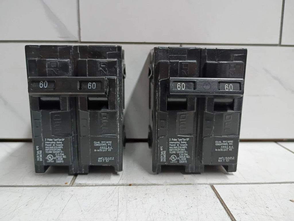 (2 Pack) Siemens Q260 60Amp 2 Pole 240V Circuit Breaker Open Box