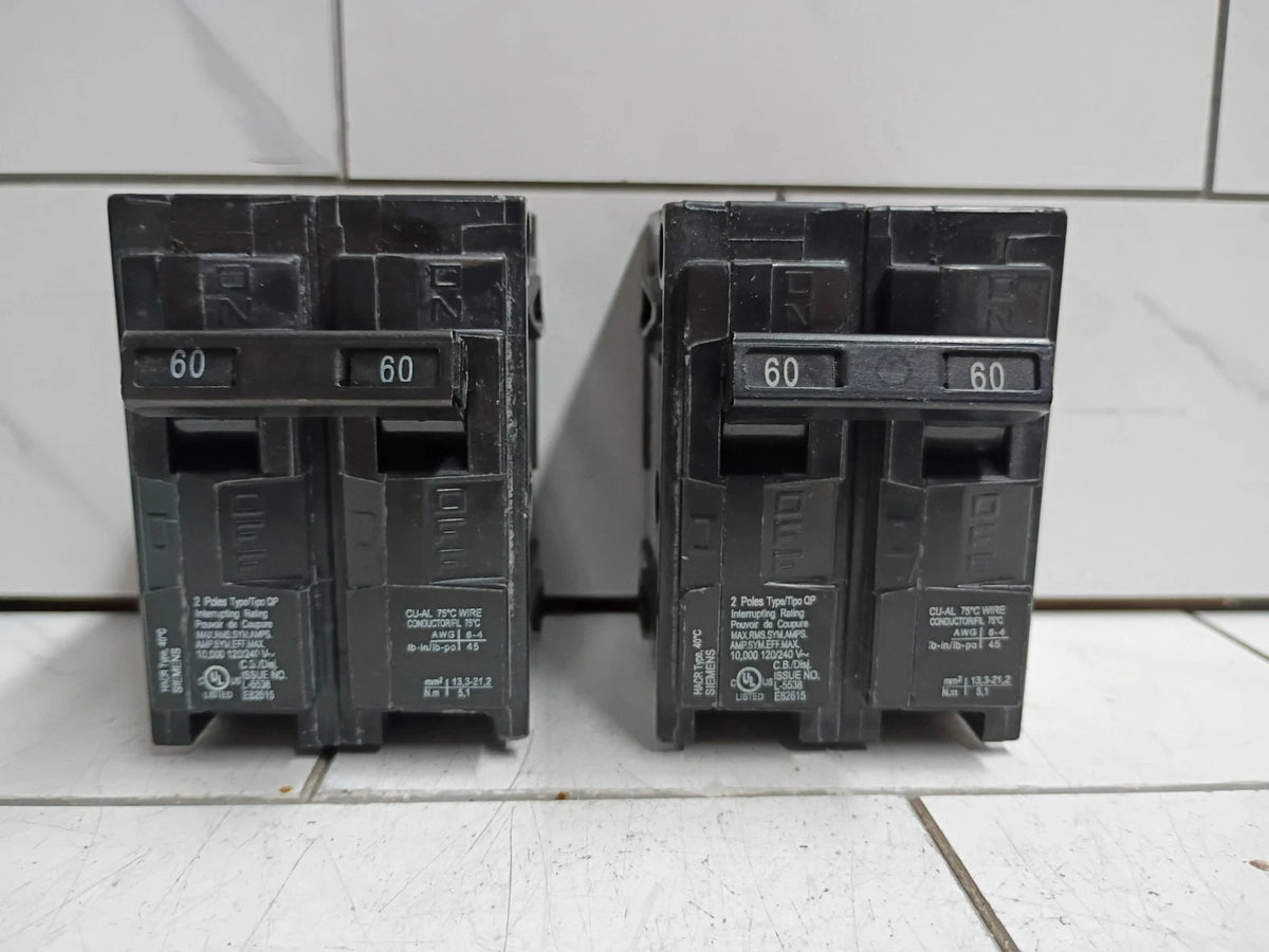 (2 Pack) Siemens Q260 60Amp 2 Pole 240V Circuit Breaker Open Box