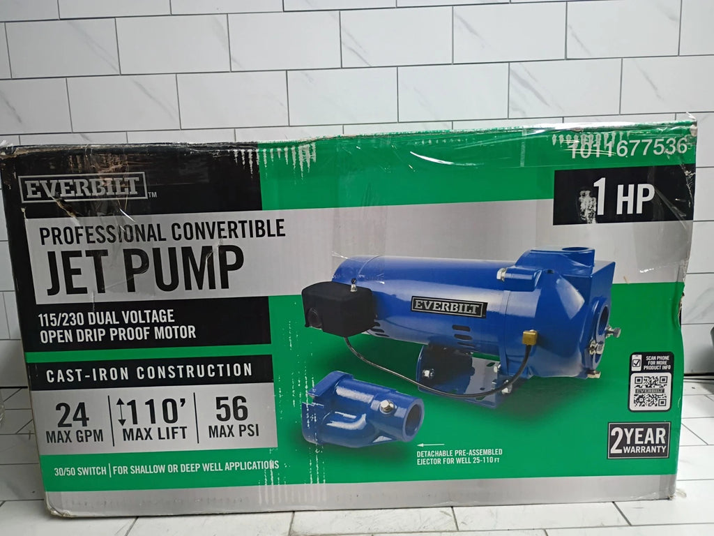 Everbilt HDCWJ10 1 HP Professional Convertible Jet Pump. NEW OPEN BOX READ DESCR
