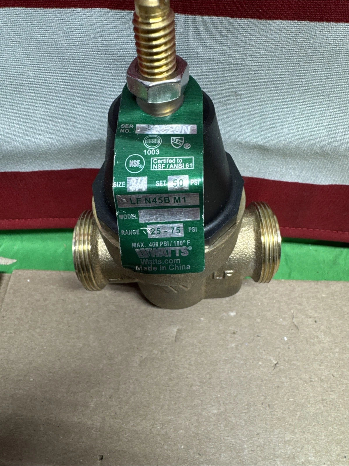 Watts LF N55B M1 Water Pressure Reducing Valve 50 PSI *missing Union*