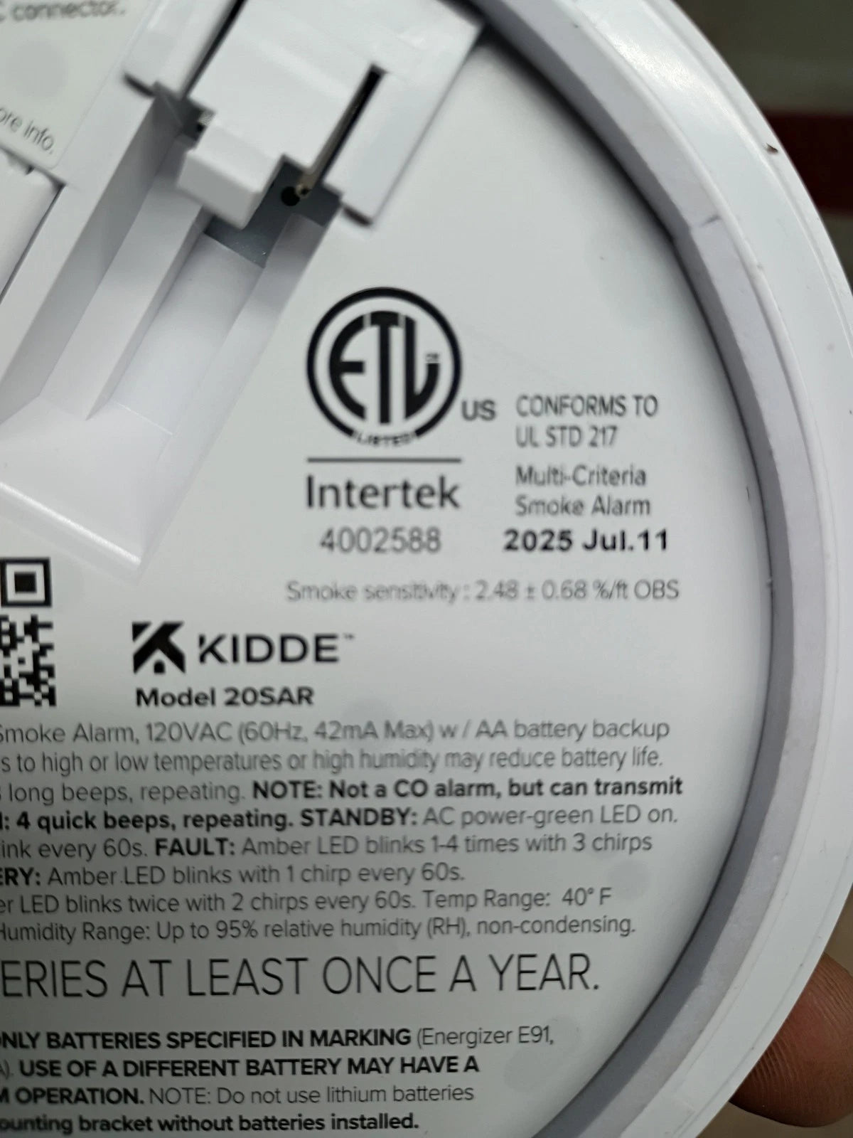 2pk Kidde Kidde 20SAR Interconnected Hardwired Smoke Alarm Backup Battery, OB,