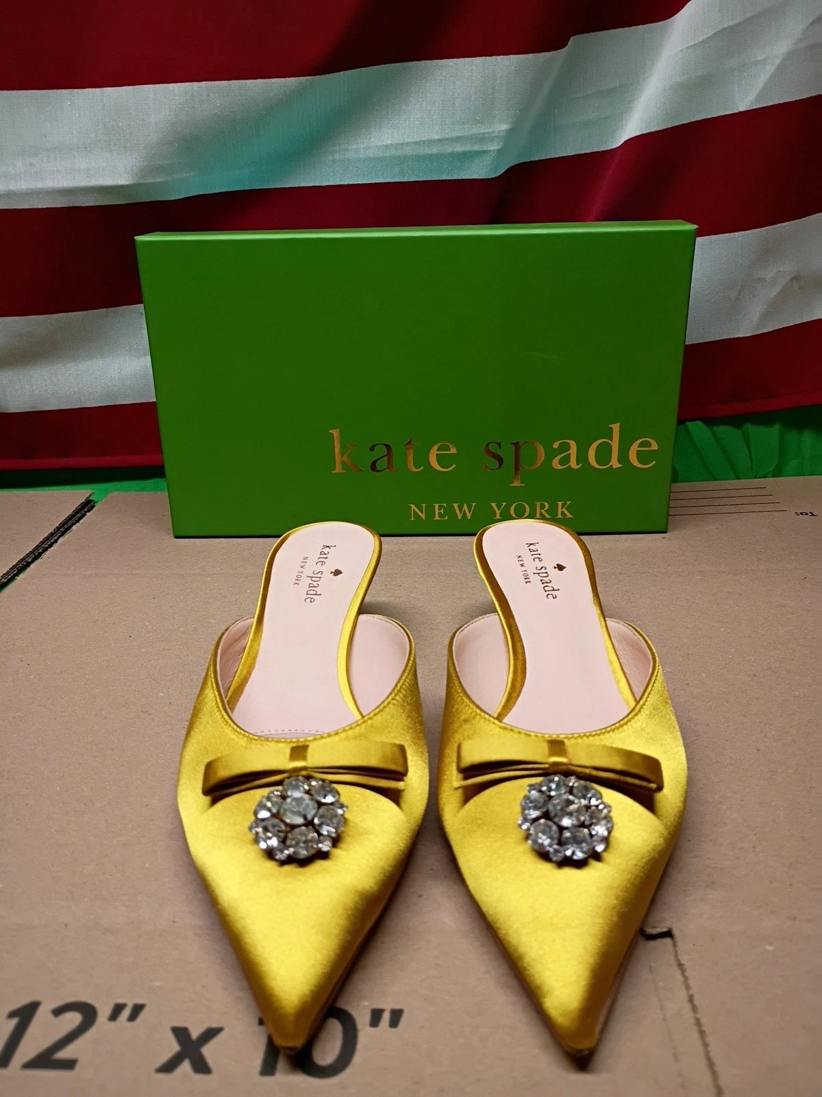 Kate Spade Darlene Roasted Maize Yellow Satin Kitten Heels in size 7M