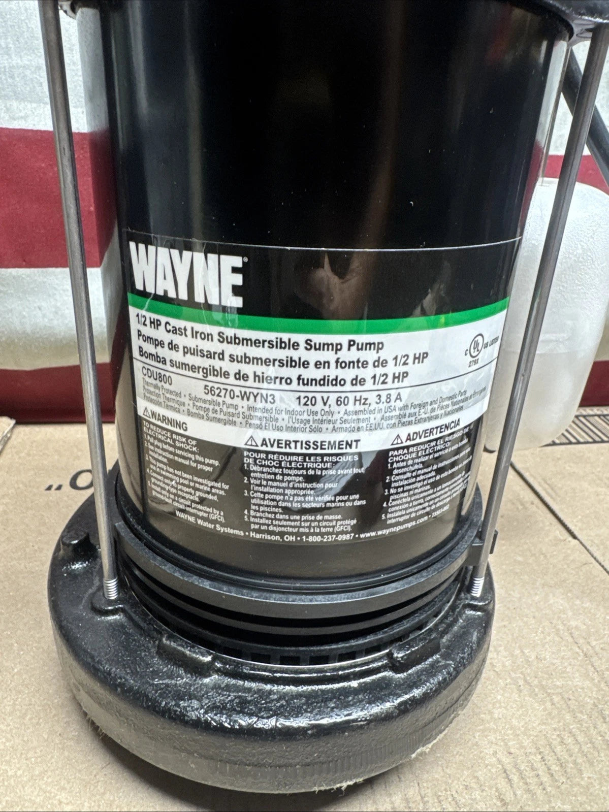 Wayne 1/2 HP Cast Iron Submersible Sump Pump with Vertical Float Switch
