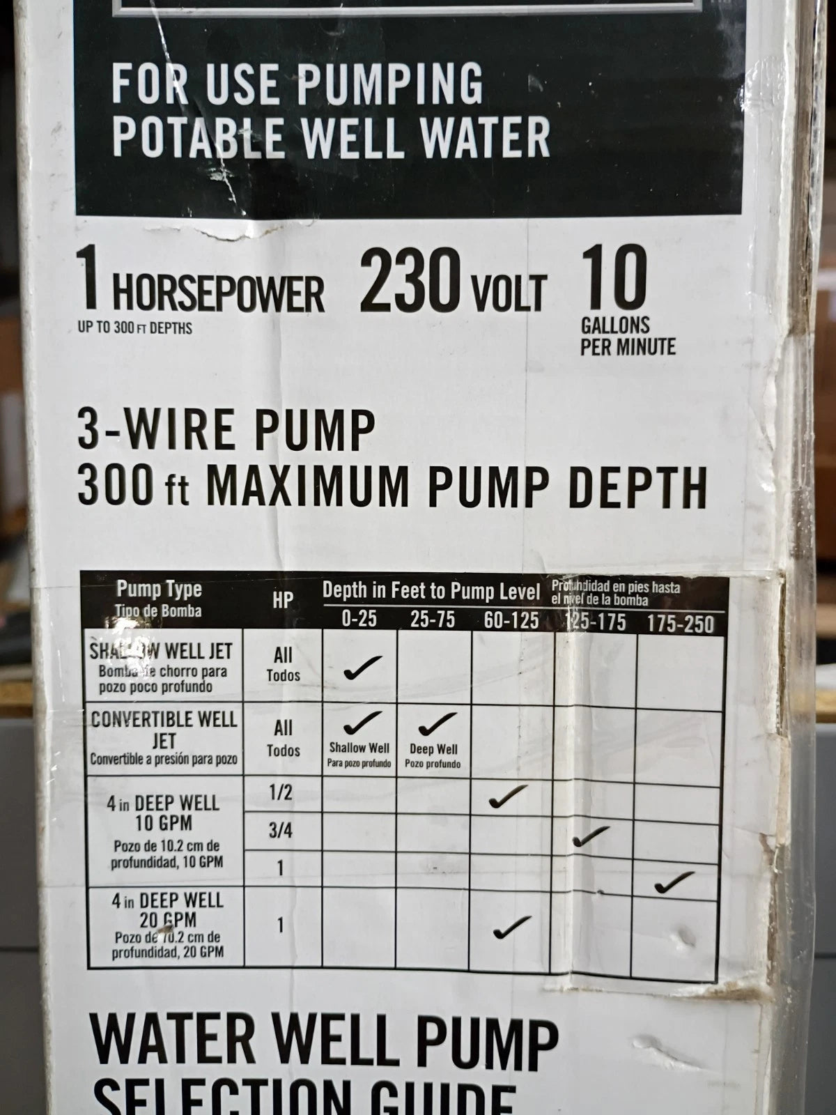 Everbilt EFSUB10-123HD 1HP Submersible 3-Wire 10 GPM Deep Well Pump Open Box