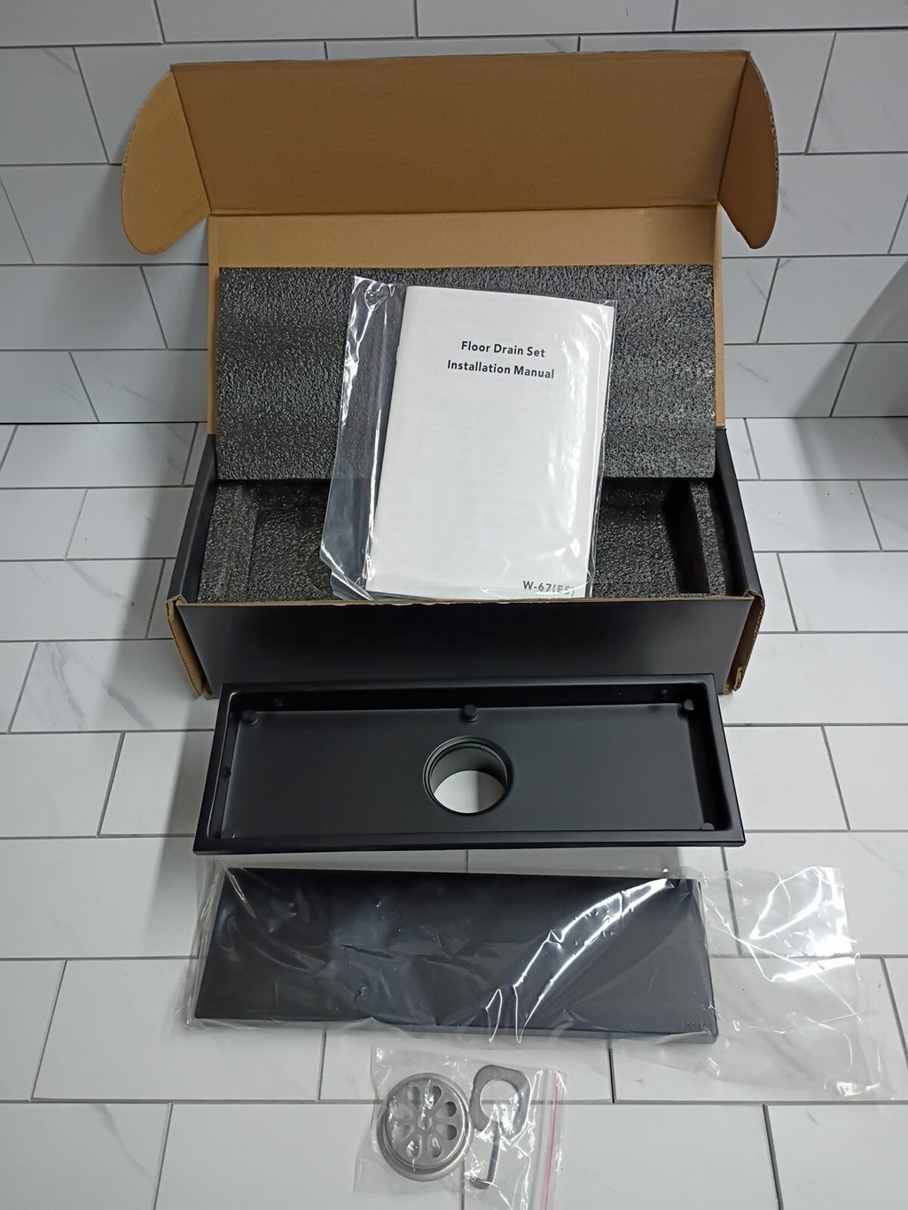 Rectangular Shower Drain Odor-proof Floor Drain 12x4 Inch Black