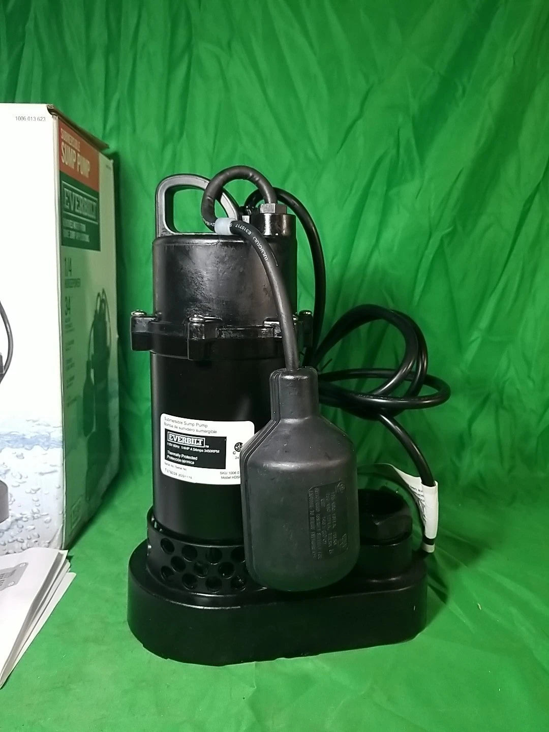 Everbilt 1/4 HP Aluminum Sump Pump w/ Tether Float Switch HDSP25W NEW OPEN BOX.