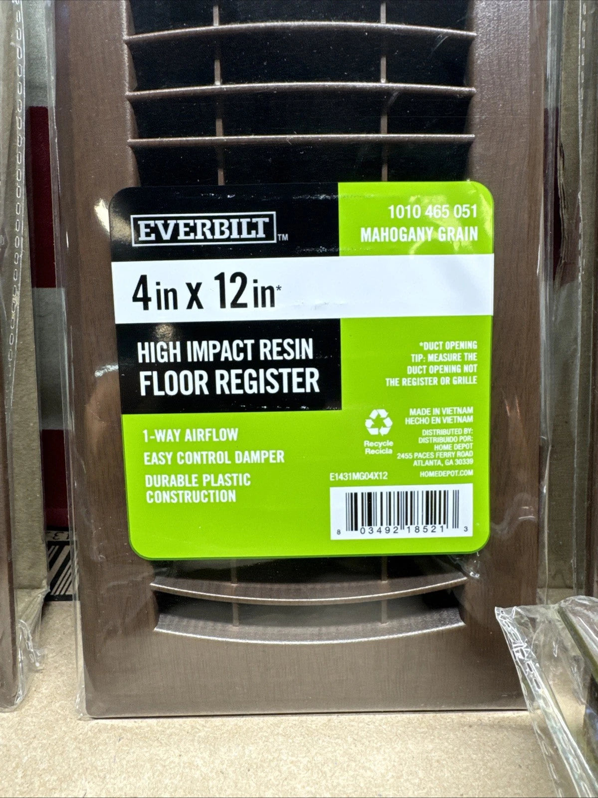 Lot Of 7 4 in. x 12 in. Plastic Floor Register in Mahogany Grain