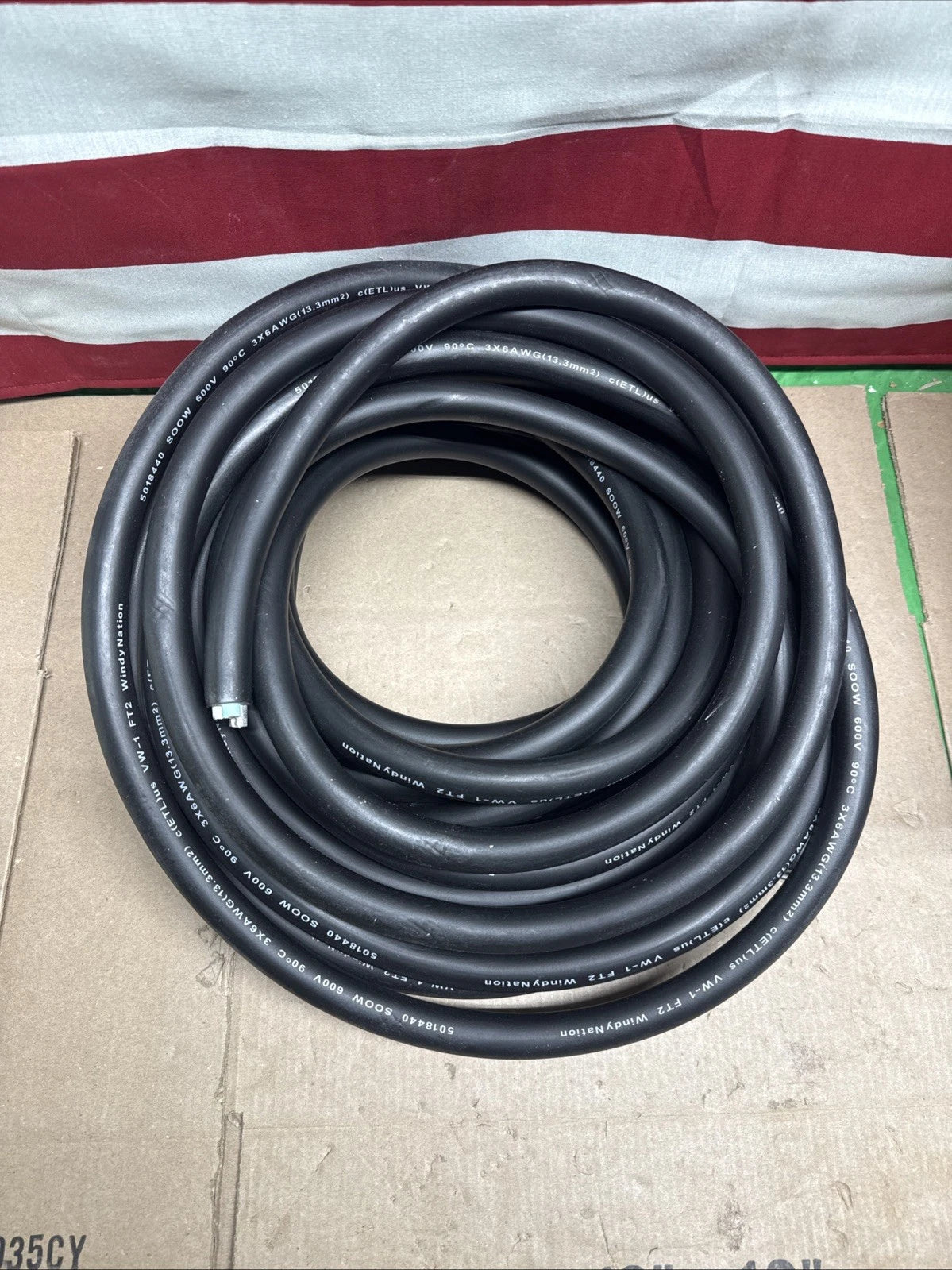 50 FEET WindyNation 6/3 SOOW SO 6 Gauge 3 Conductor Power Cord 600V Cable Wire