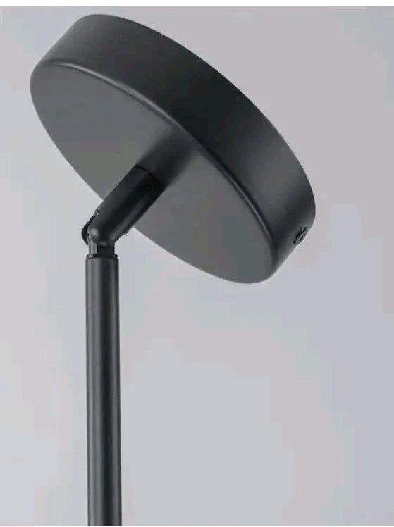 6 LIGHT BLACK W/ WHITE FABIC SHADES IRON CHANDELIER