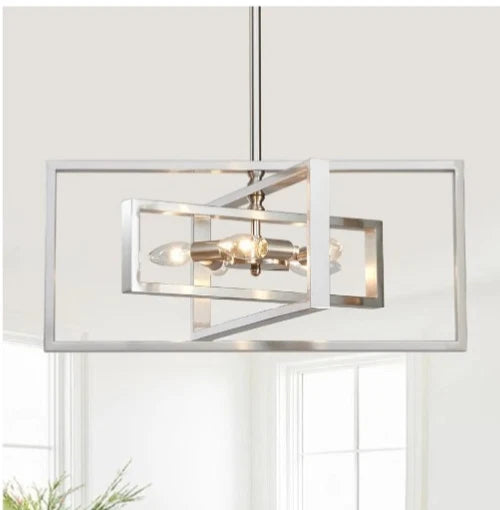 5-Light Modern Brushed Nickel Chandelier 22" Semi Flush Mount Ceiling Light...