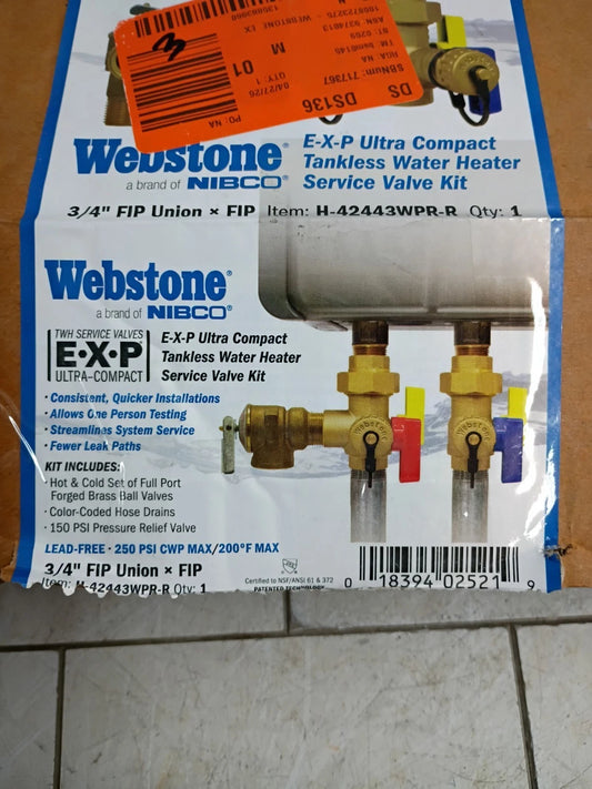 Webstone 3/4 in. EXP Ultra-Compact Tankless Water Heater Service Valve Kit OB