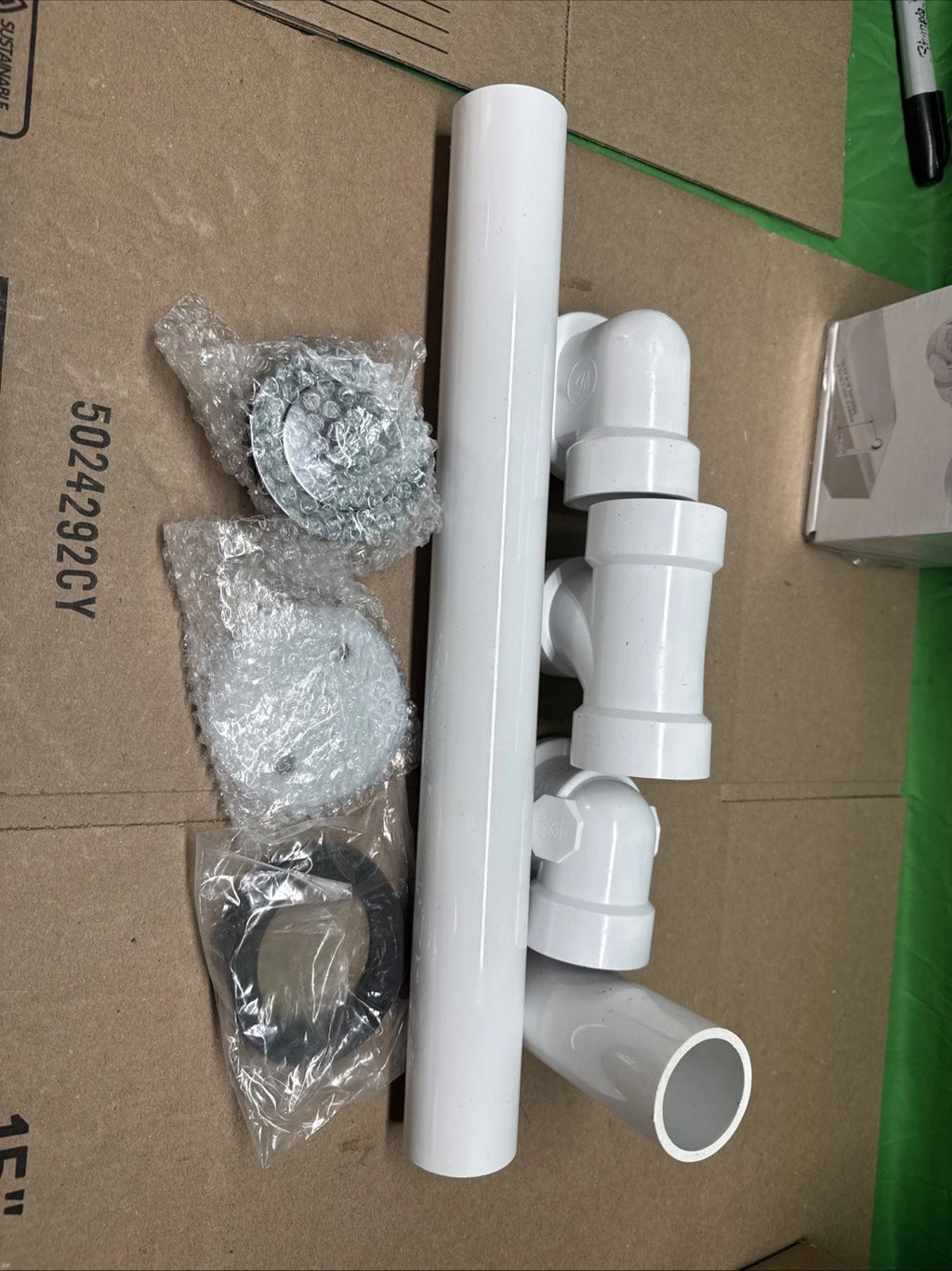 PF WaterWorks Chrome Trim Twist Close Bathtub Drain - Sch. 40 White PVC