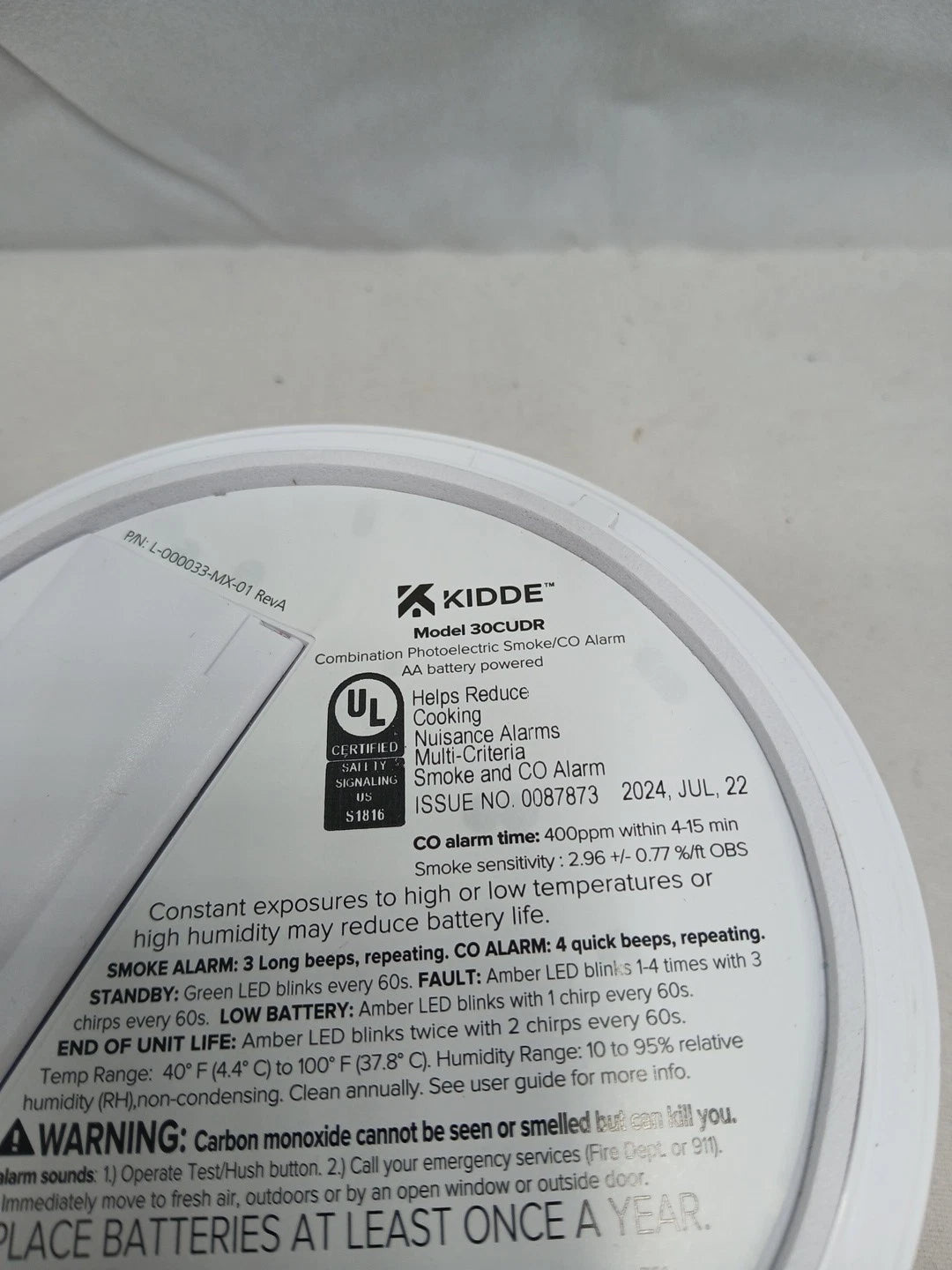 Kidde Detect 30CUDR / 21032830 Combination Smoke & Carbon Monoxide Alarm, White