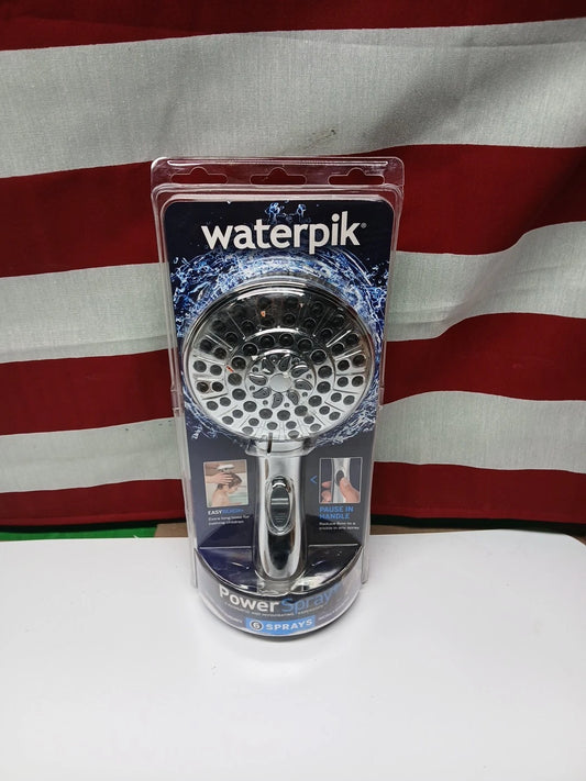 Waterpik 6-Spray 4.8 in. Wall Mount Handheld Adjustable Shower Head. Chrome