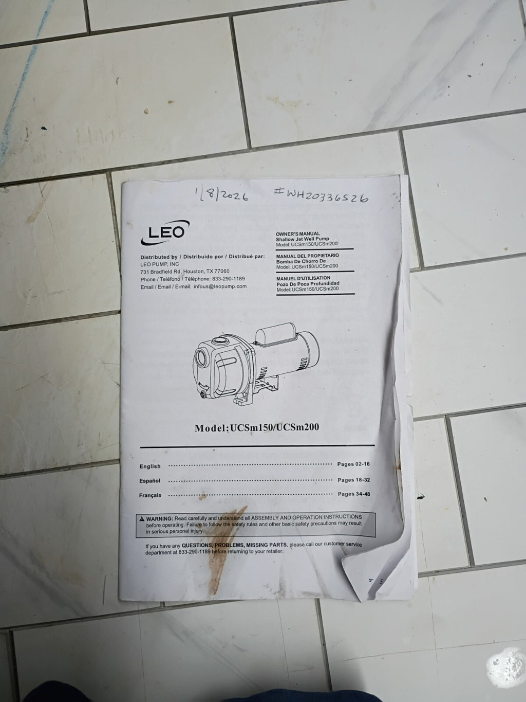 Leo 1-1/2hp Lawn Sparkler Pump Model Ucsm150 New Open Box.