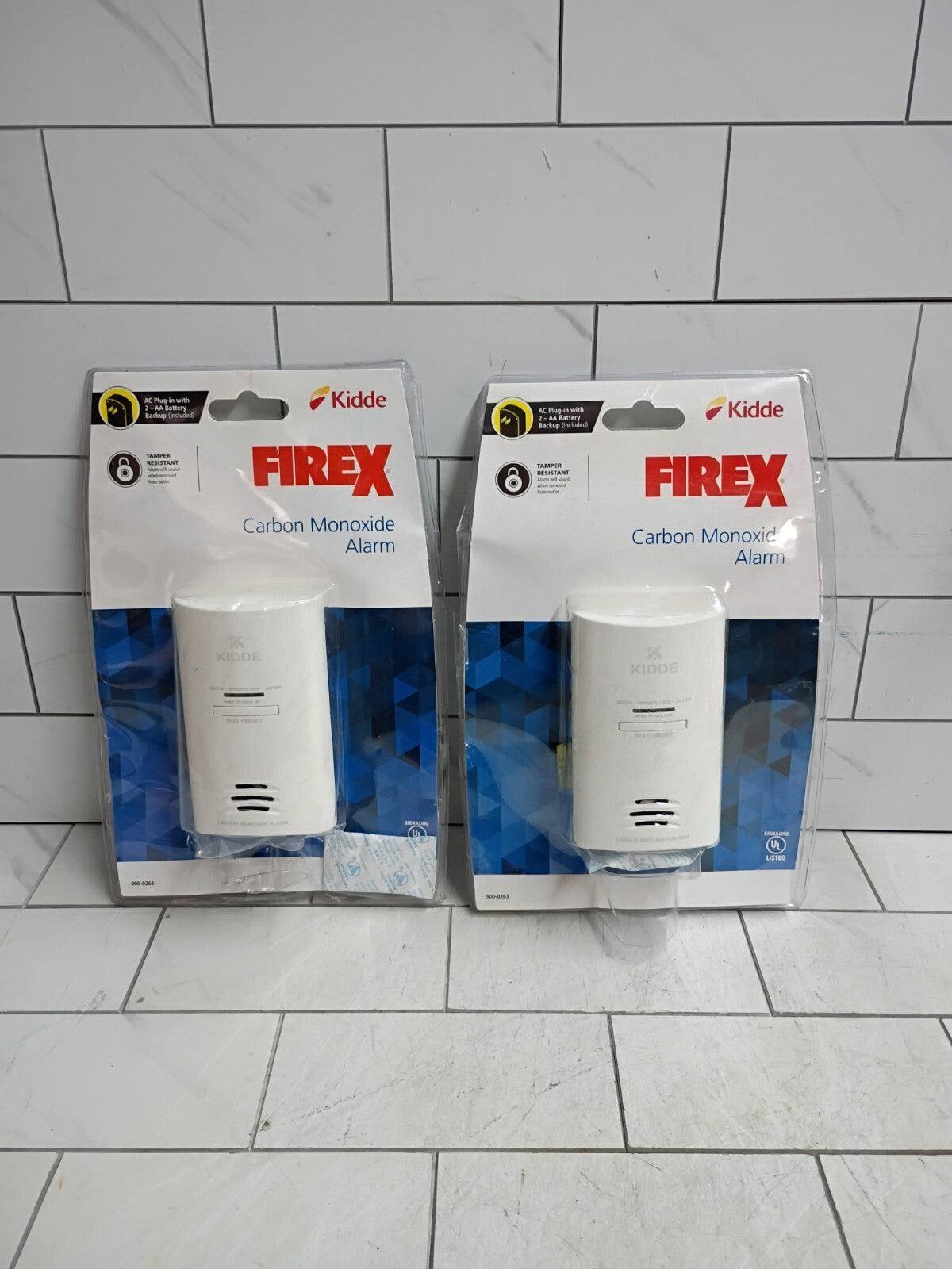 2pk Kidde Firex Plug-In Carbon Monoxide Detector, AA Battery Backup, Open Box